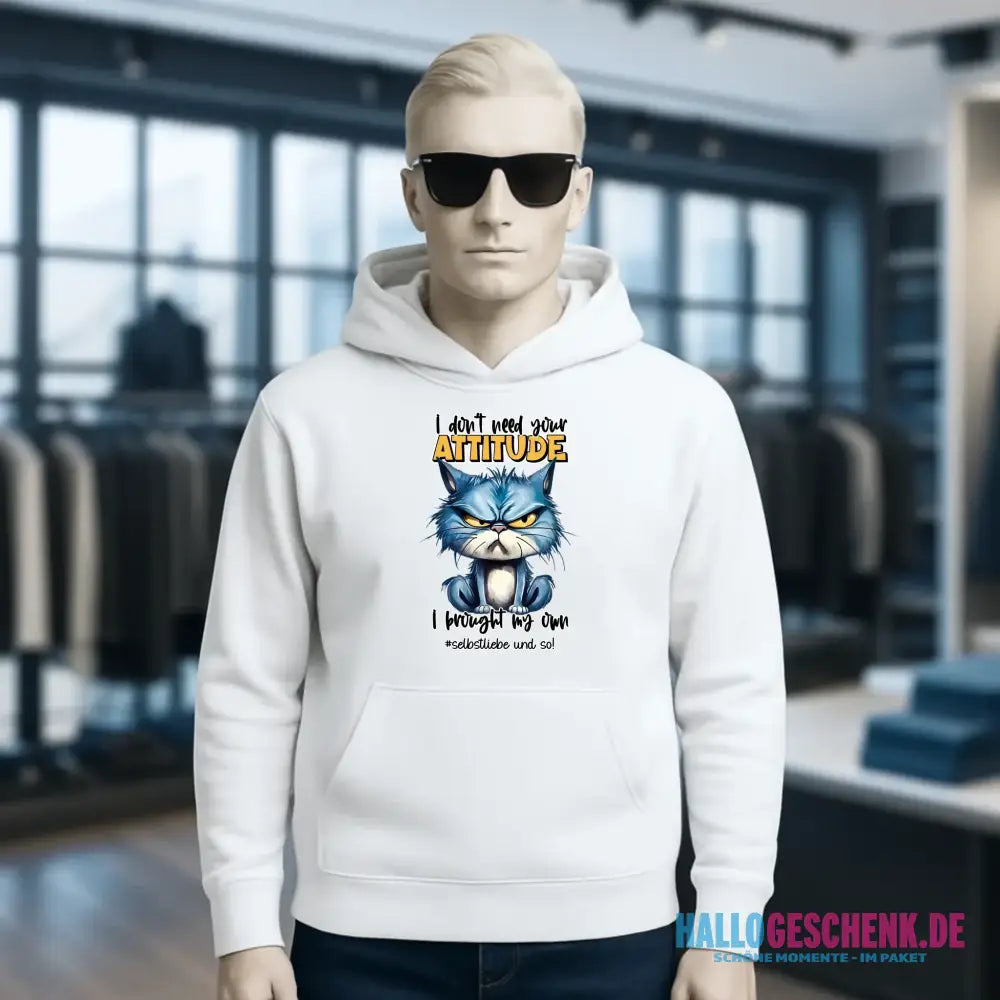 Ich brauche deine Meinung nicht - ich habe meine eigene • Katze • Unisex Premium Hoodie XS-5XL aus Bio-Baumwolle für Damen & Herren • Exklusivdesign • personalisiert