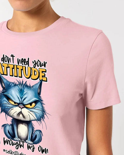 Ich brauche deine Meinung nicht - ich habe meine eigene • Katze • Ladies Premium T-Shirt XS-2XL aus Bio-Baumwolle für Damen • Exklusivdesign • personalisiert