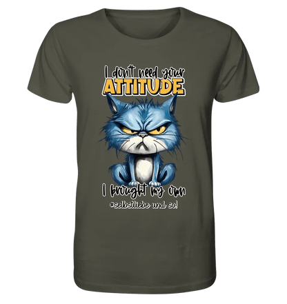 Ich brauche deine Meinung nicht - ich habe meine eigene • Katze • Unisex Premium T-Shirt XS - 5XL aus Bio - Baumwolle für Damen & Herren • Exklusivdesign • personalisiert von HalloGeschenk.de