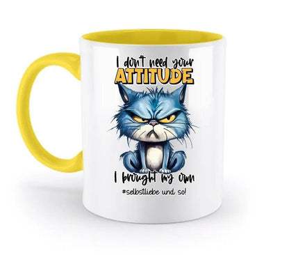 Ich brauche deine Meinung nicht - ich habe meine eigene • Katze • zweifarbige Tasse • Exklusivdesign • personalisiert