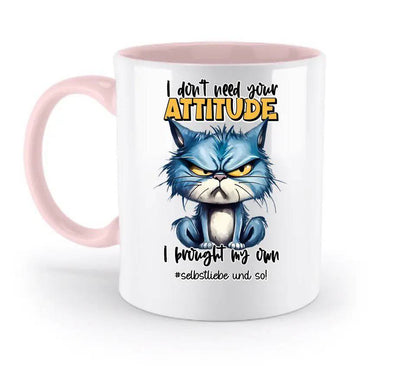 Ich brauche deine Meinung nicht - ich habe meine eigene • Katze • zweifarbige Tasse • Exklusivdesign • personalisiert