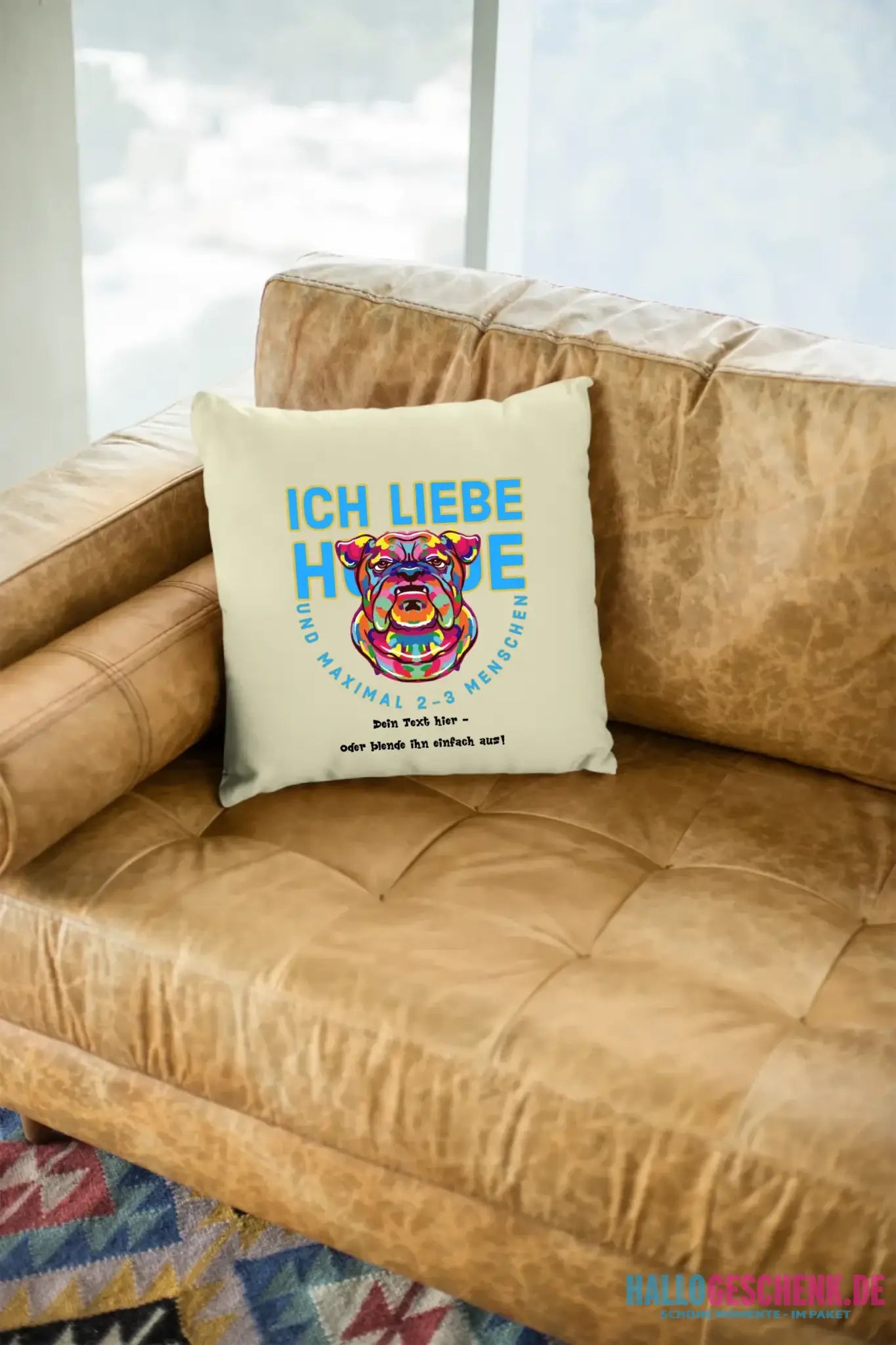 Ich liebe Hunde und 2-3 Menschen • Kissen 40x40 cm • Exklusivdesign • personalisiert