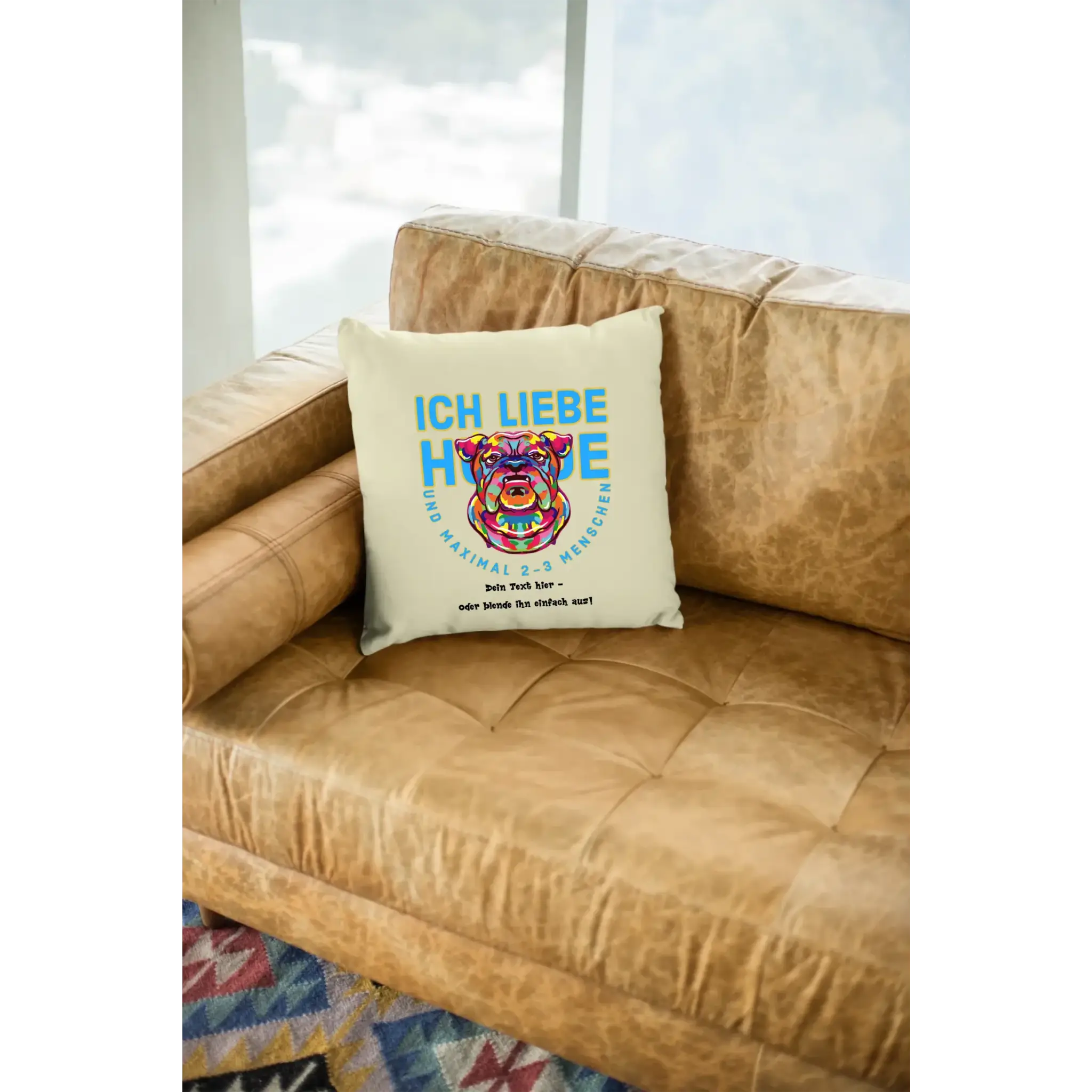 Ich liebe Hunde und 2-3 Menschen • Kissen 40x40 cm • Exklusivdesign • personalisiert
