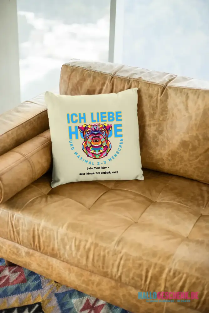 Ich liebe Hunde und 2-3 Menschen • Kissen 40x40 cm • Exklusivdesign • personalisiert