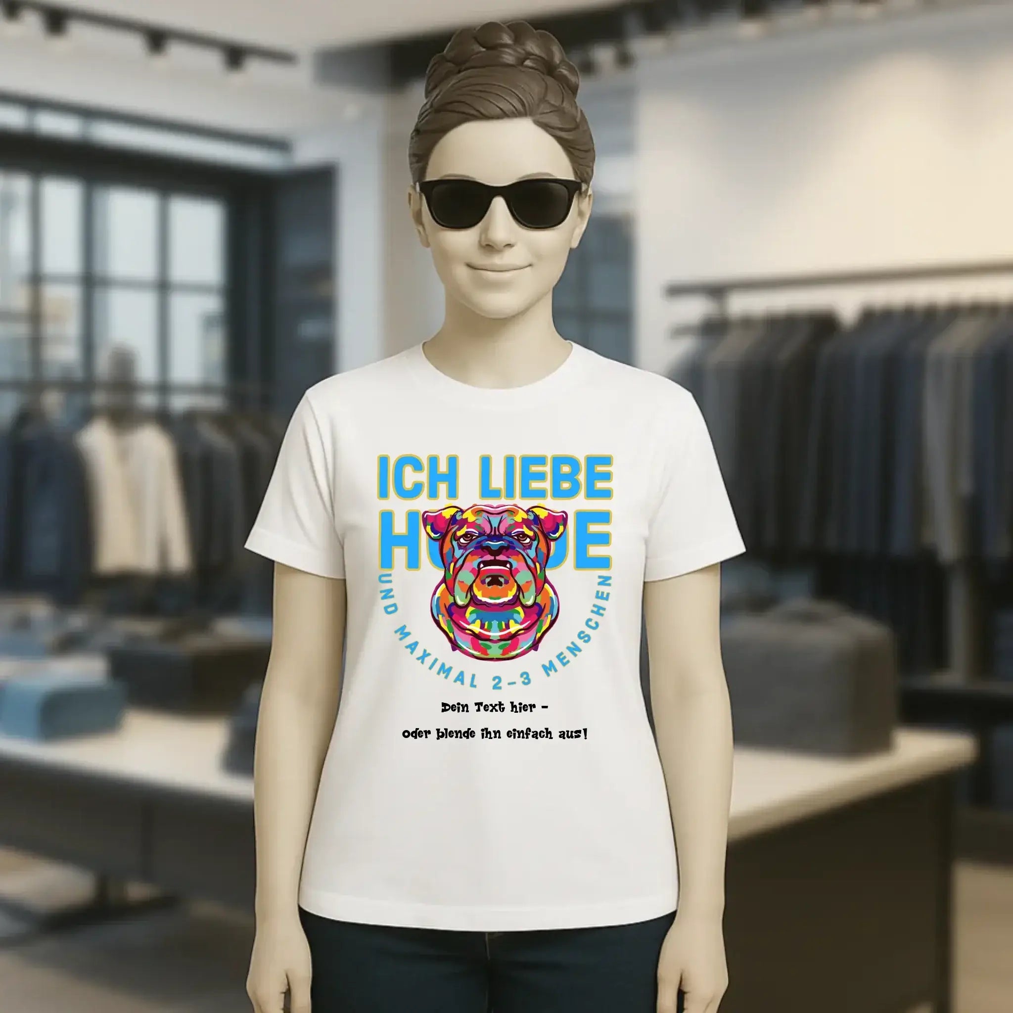 Ich liebe Hunde und 2-3 Menschen • Ladies Premium T-Shirt XS-2XL aus Bio-Baumwolle für Damen • Exklusivdesign • personalisiert