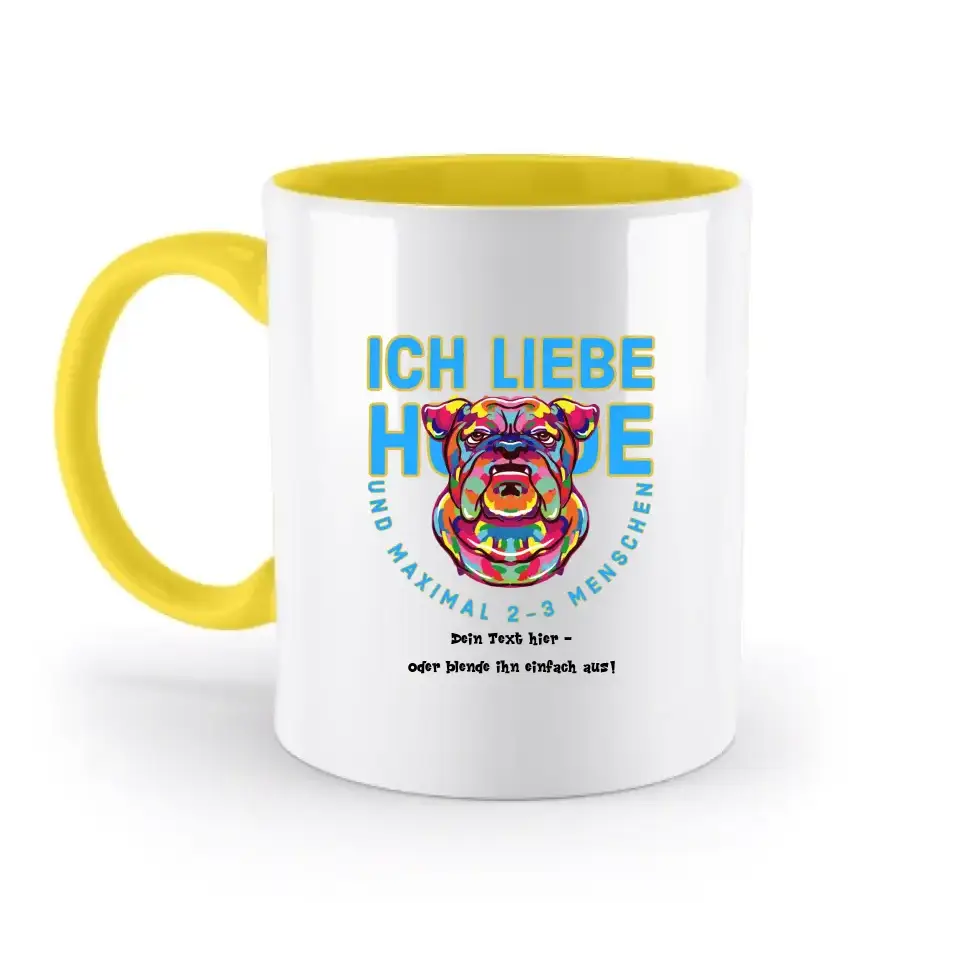 Ich liebe Hunde und 2-3 Menschen • zweifarbige Tasse • Exklusivdesign • personalisiert