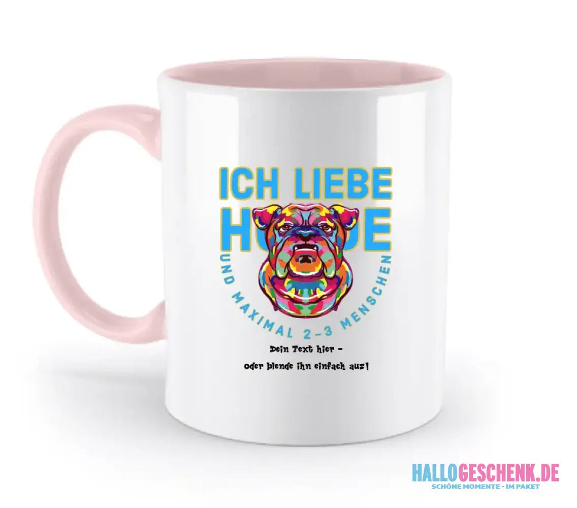Ich liebe Hunde und 2-3 Menschen • zweifarbige Tasse • Exklusivdesign • personalisiert