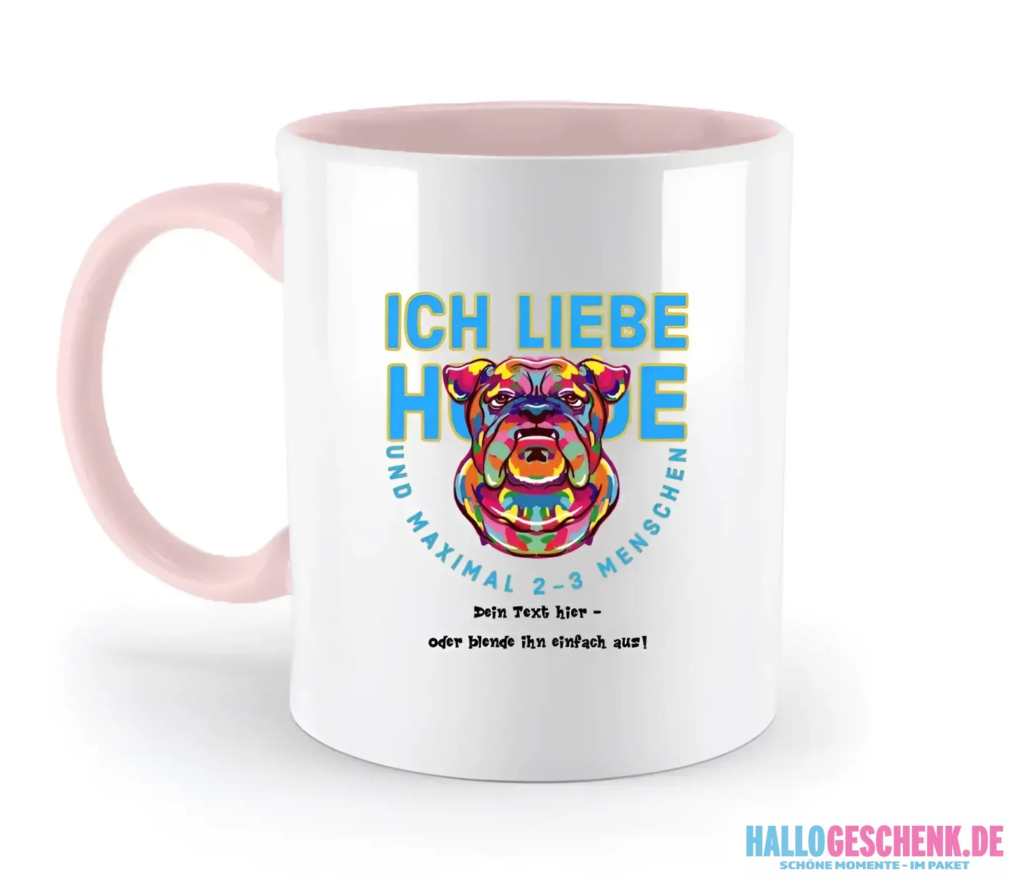 Ich liebe Hunde und 2-3 Menschen • zweifarbige Tasse • Exklusivdesign • personalisiert