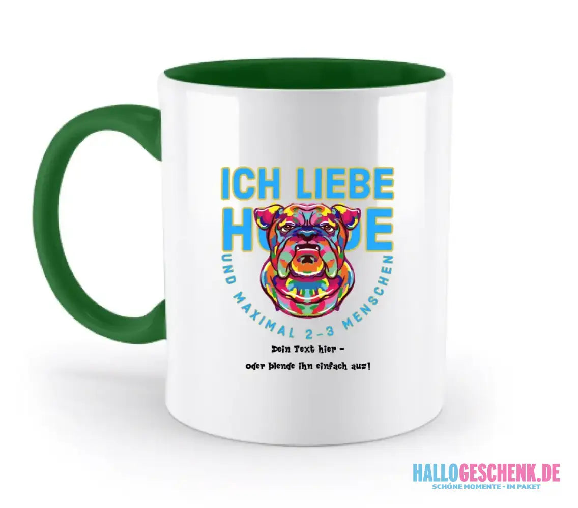 Ich liebe Hunde und 2-3 Menschen • zweifarbige Tasse • Exklusivdesign • personalisiert