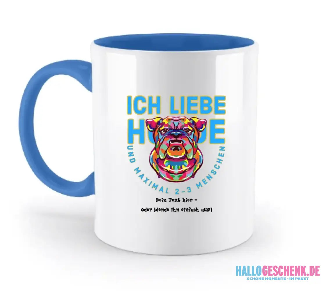 Ich liebe Hunde und 2-3 Menschen • zweifarbige Tasse • Exklusivdesign • personalisiert