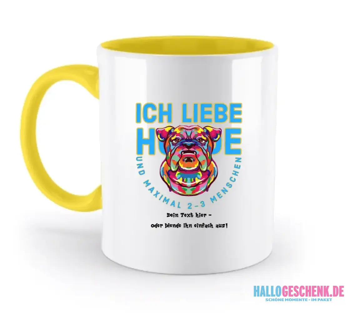 Ich liebe Hunde und 2-3 Menschen • zweifarbige Tasse • Exklusivdesign • personalisiert