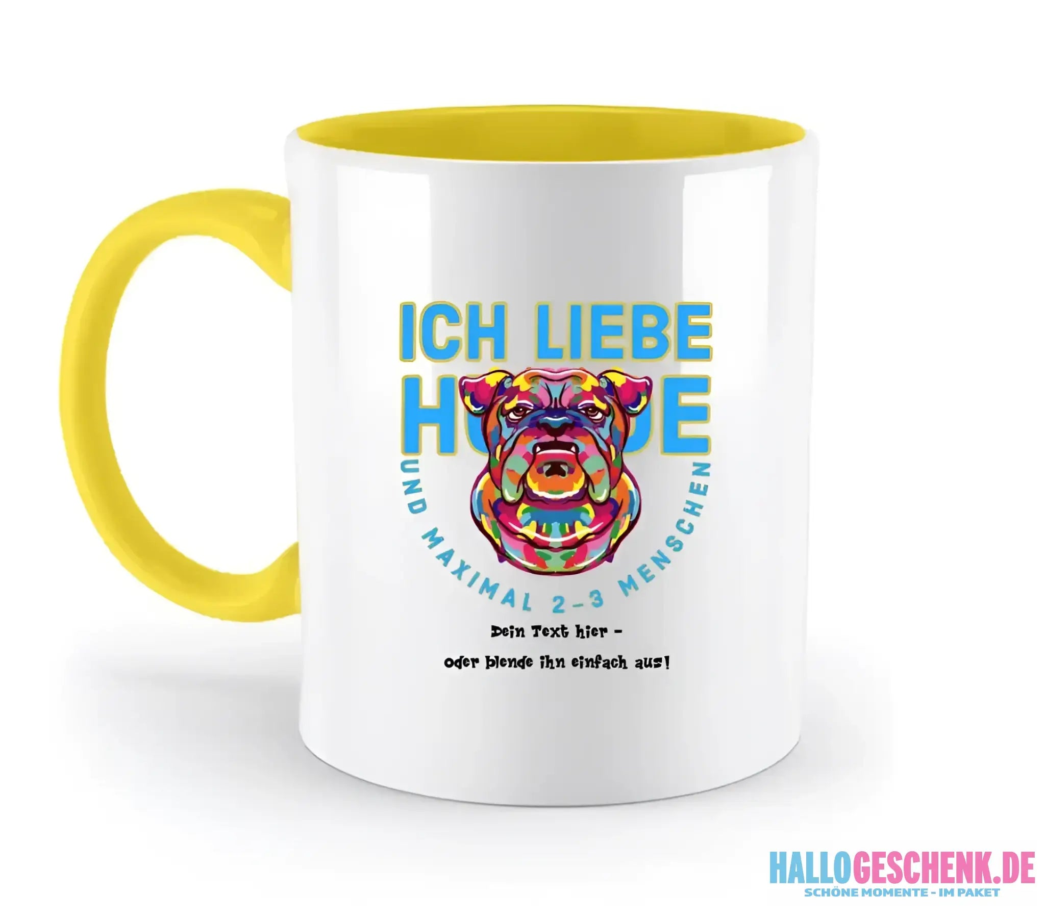 Ich liebe Hunde und 2-3 Menschen • zweifarbige Tasse • Exklusivdesign • personalisiert