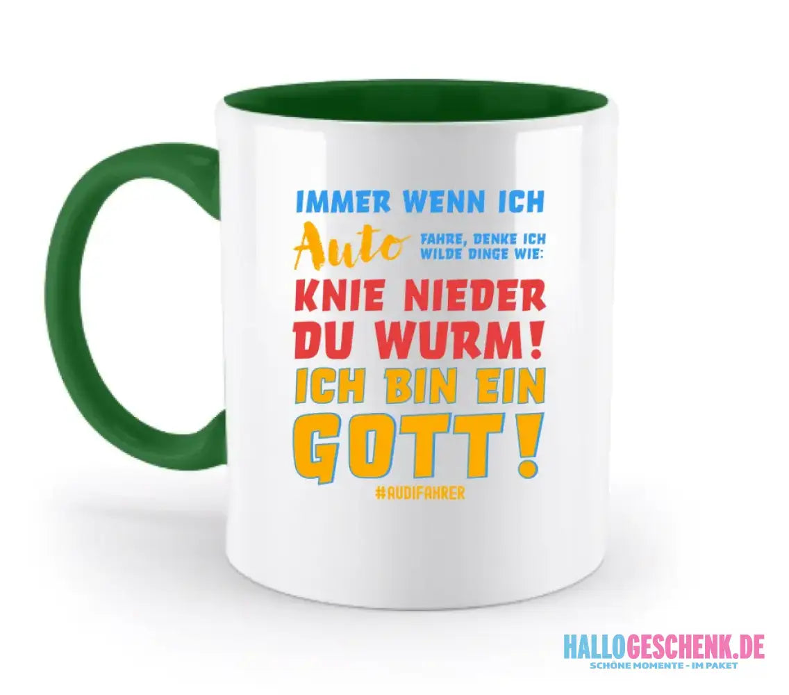 Immer wenn ich Auto & Gott • zweifarbige Tasse • Exklusivdesign • personalisiert