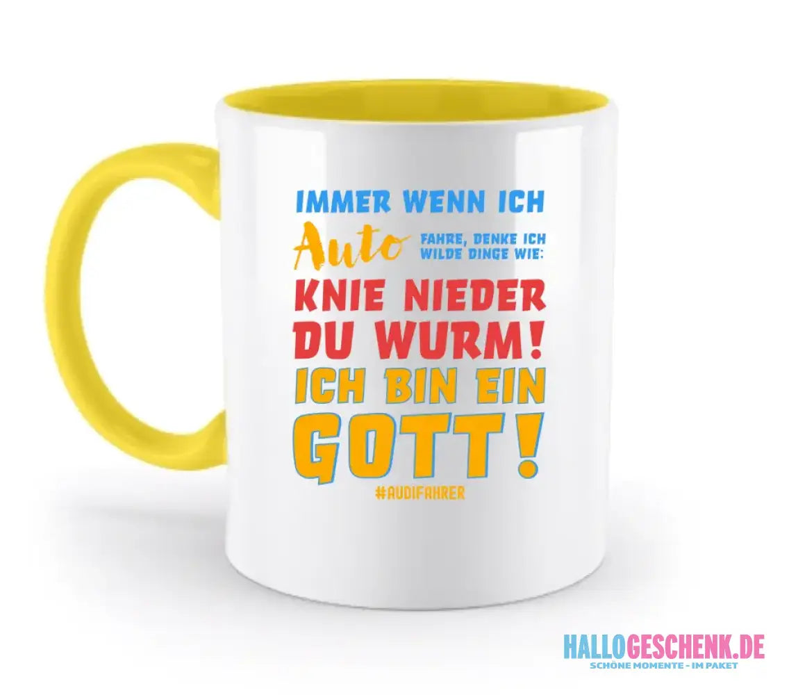 Immer wenn ich Auto & Gott • zweifarbige Tasse • Exklusivdesign • personalisiert