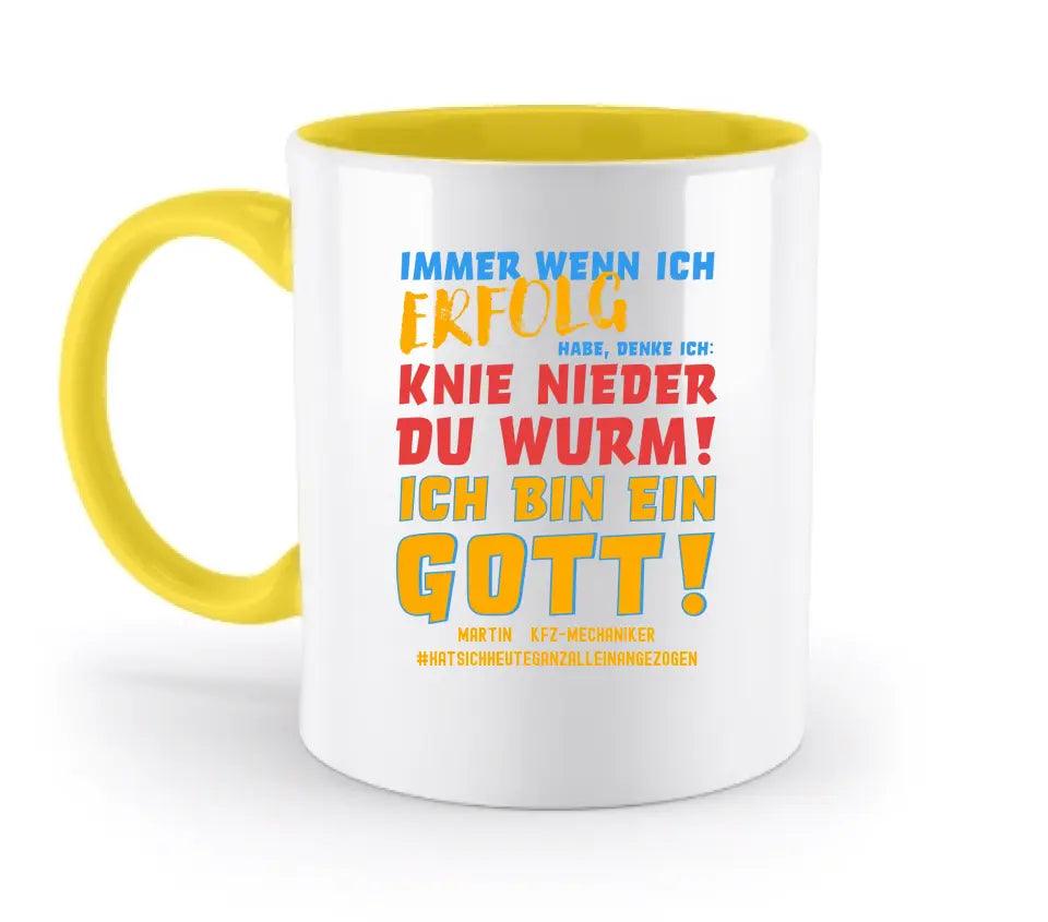 Immer wenn ich Erfolg • Gott • zweifarbige Tasse • Exklusivdesign • personalisiert - HalloGeschenk.de
