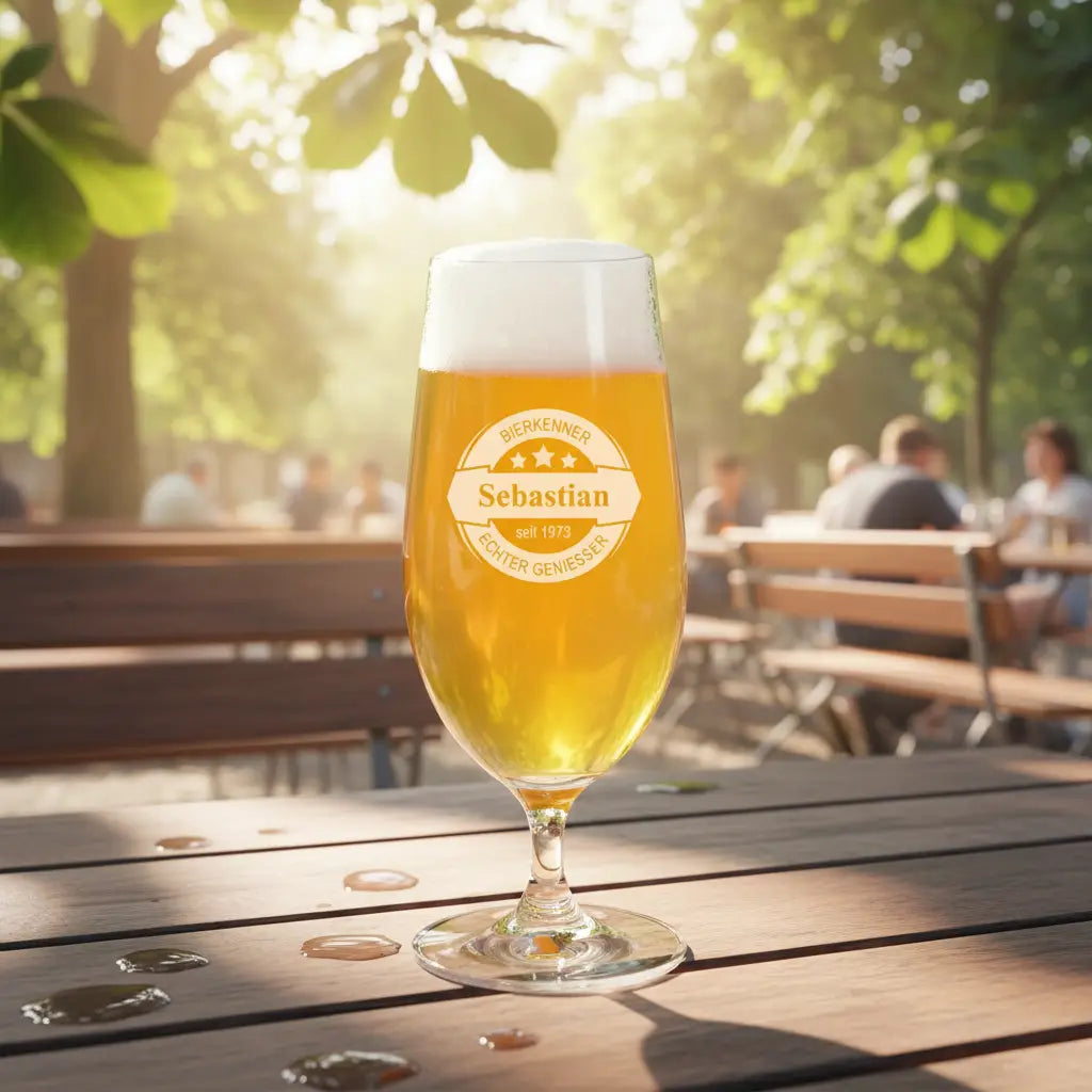 Individuelles Pilsglas 330 ml mit Gravur • Einzeln oder 6er-Set • 3 Layouts verfügbar (personalisierbare Geschenkideen)