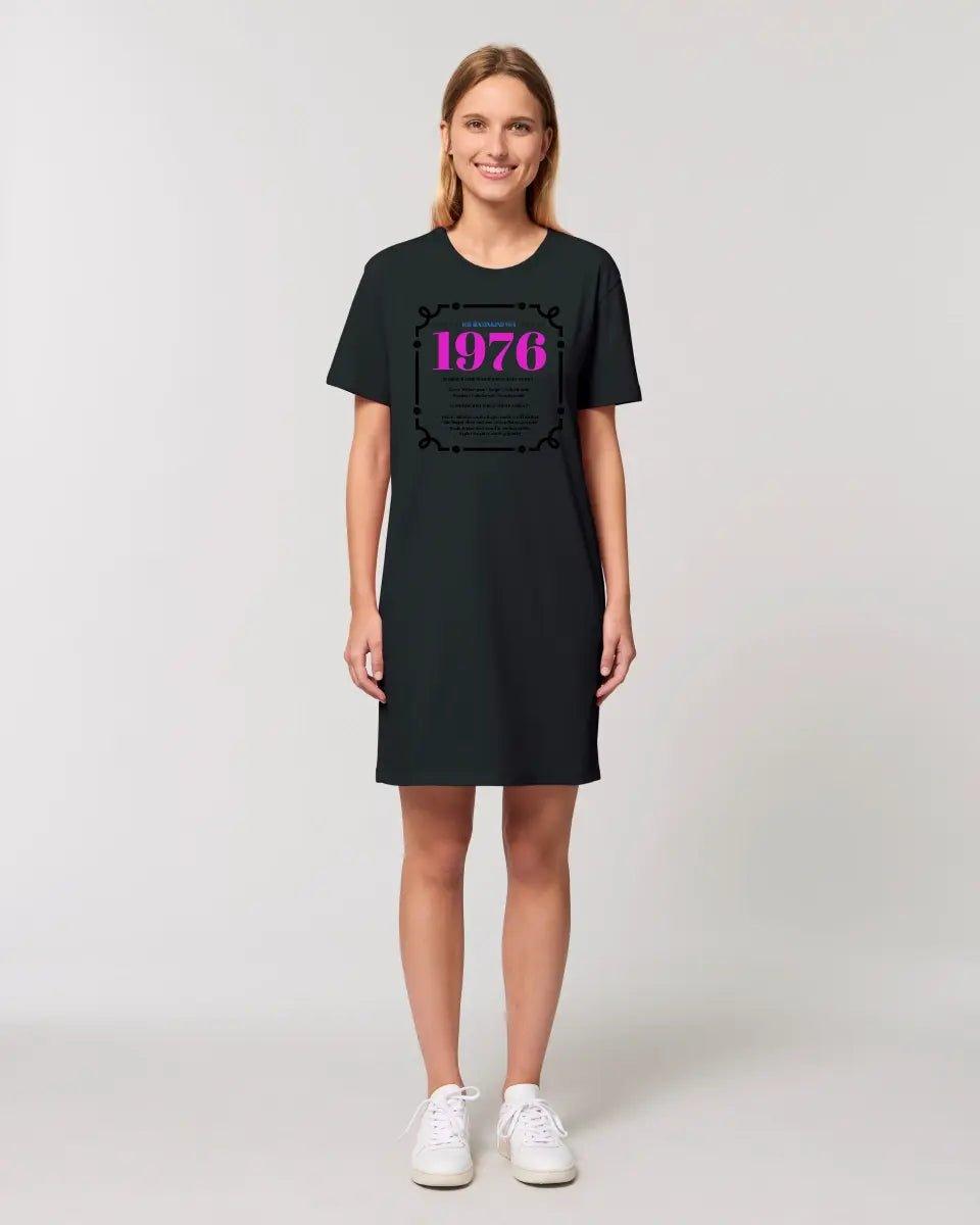 JAHRESZAHL DESIGNER - Ladies Premium T - Shirt Kleid aus Bio - Baumwolle S - 2XL - HalloGeschenk.de #geschenkideen# #personalisiert# #geschenk#