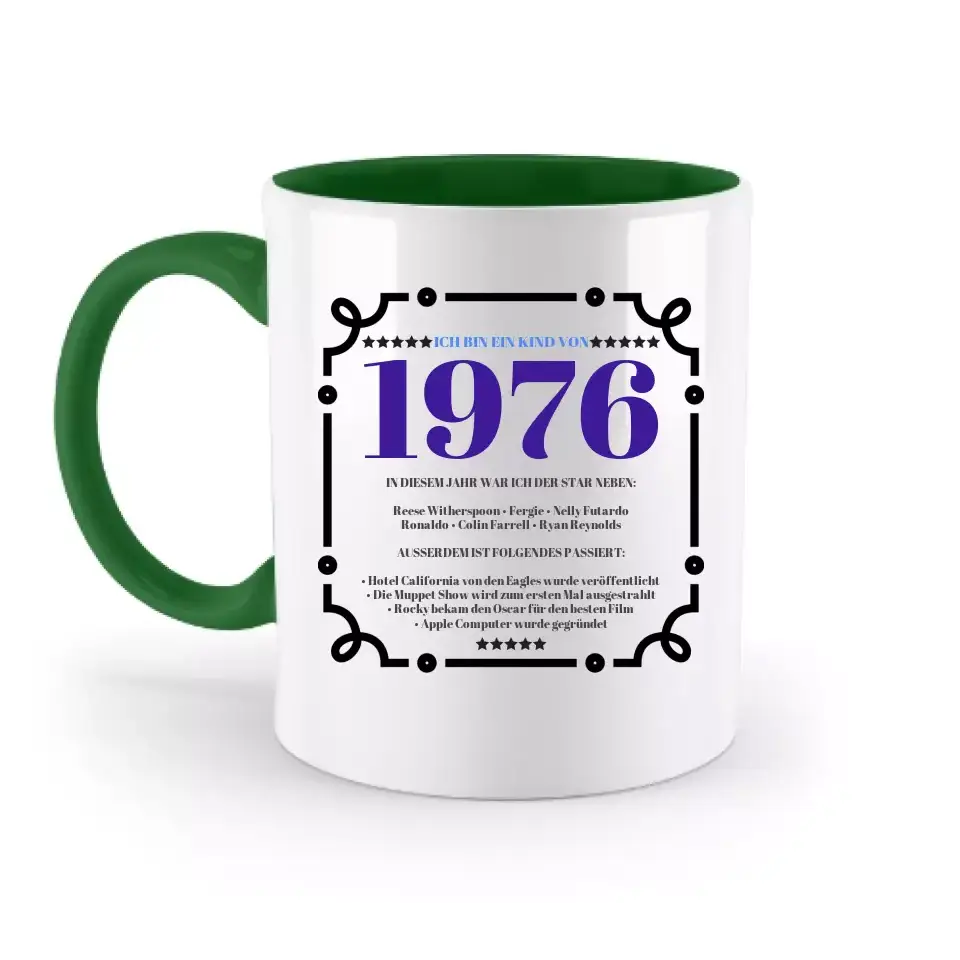 JAHRESZAHL DESIGNER personalisierbar : Zweifarbige Tasse 330ml