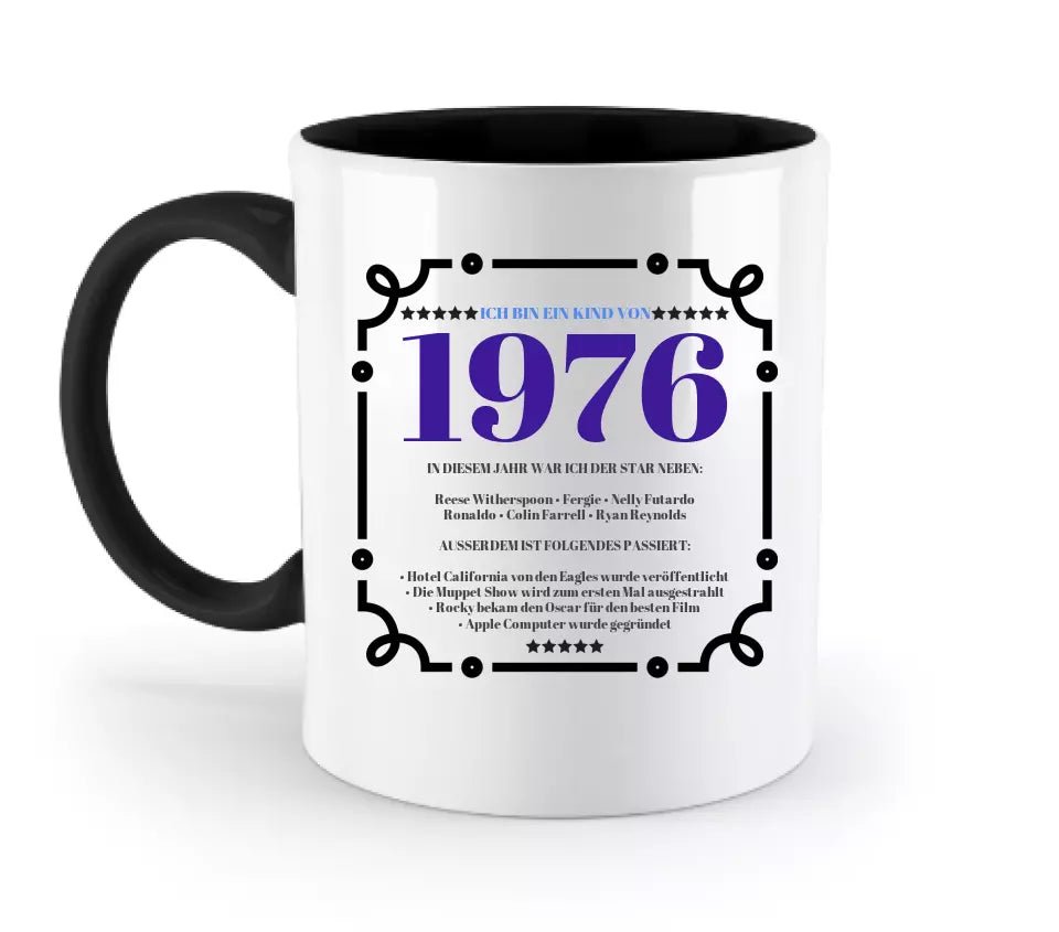 JAHRESZAHL DESIGNER (personalisierbar): Zweifarbige Tasse 330ml - HalloGeschenk.de