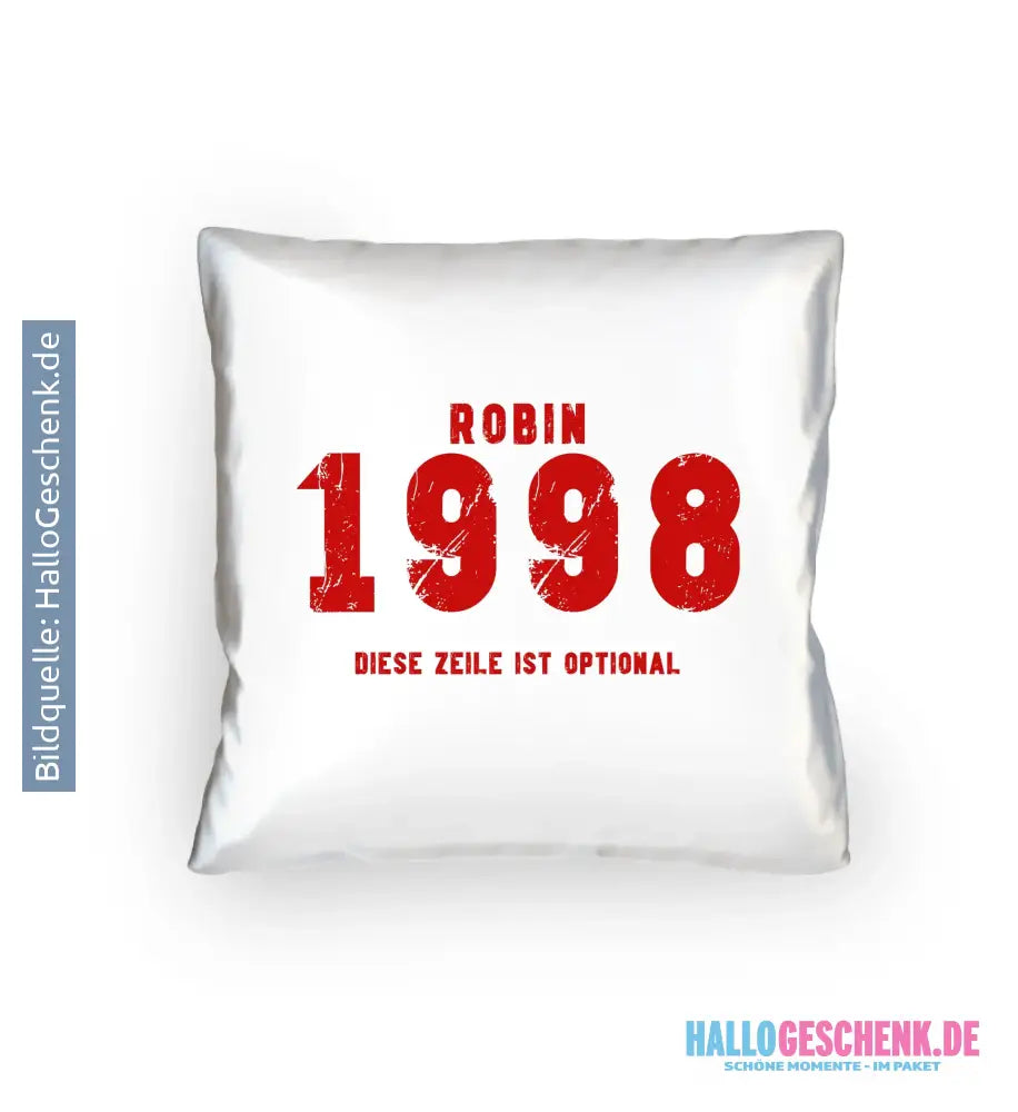 JAHRGANG mit NAME + WUNSCHTEXT • Kissen 40x40 cm • personalisiert - Kissen 40x40 cm / White / 40cm-x-40cm - Customizer