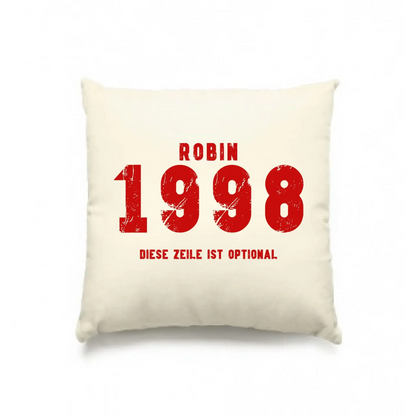 JAHRGANG mit NAME + WUNSCHTEXT • Kissen 40x40 cm • personalisiert