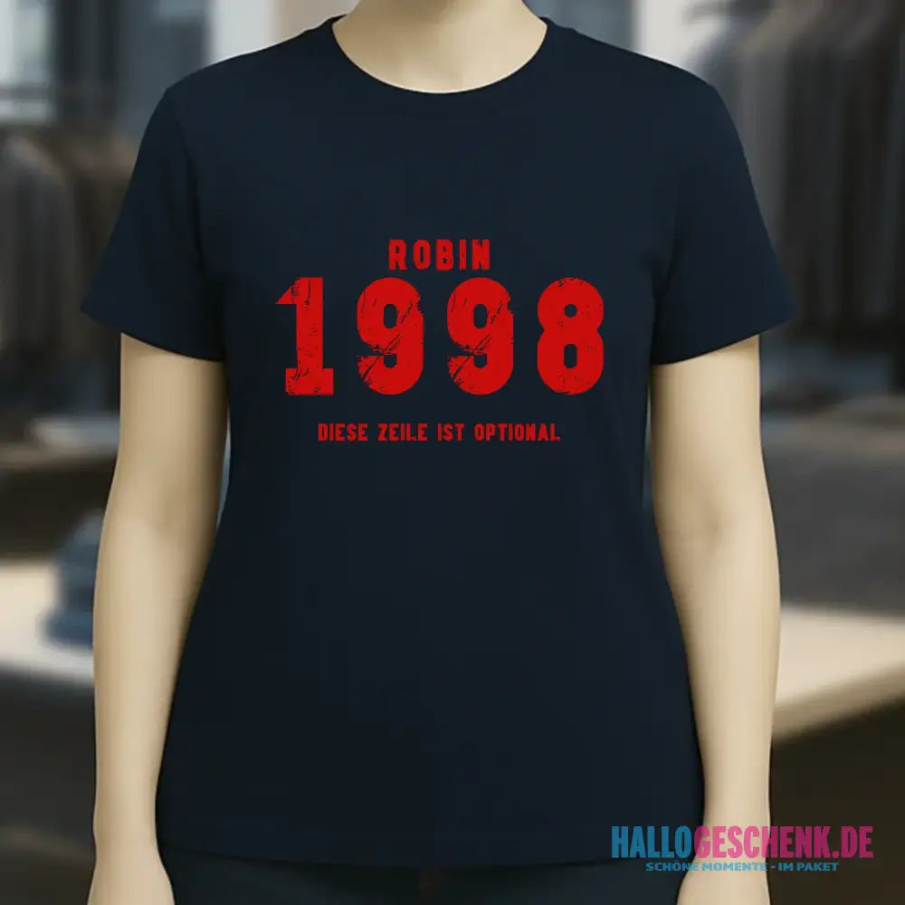 JAHRGANG mit NAME + WUNSCHTEXT • Ladies Premium T-Shirt XS-2XL aus Bio-Baumwolle für Damen • Exklusivdesign • personalisiert