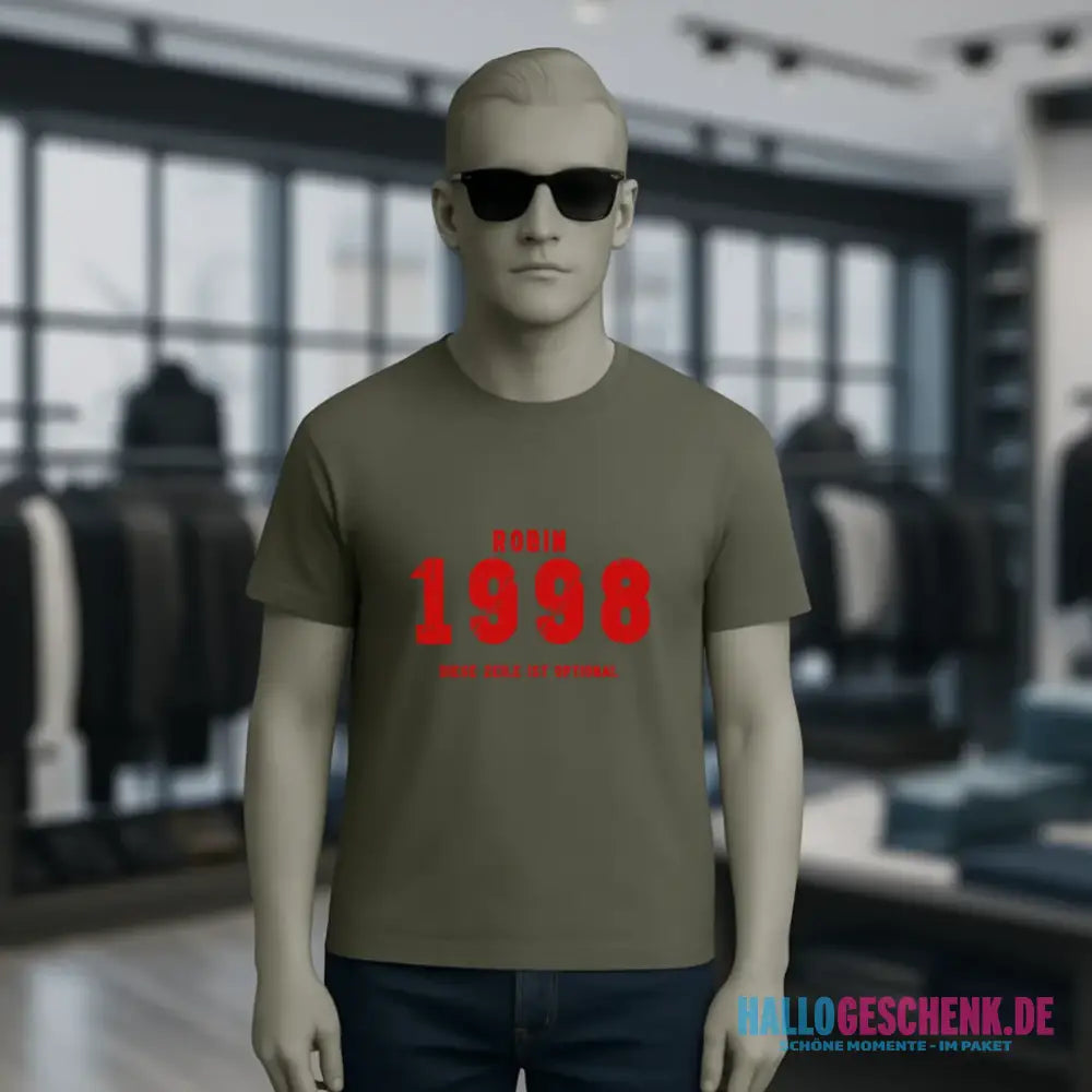 JAHRGANG mit NAME + WUNSCHTEXT • Unisex Premium T-Shirt XS-5XL aus Bio-Baumwolle für Damen & Herren • Exklusivdesign • personalisiert