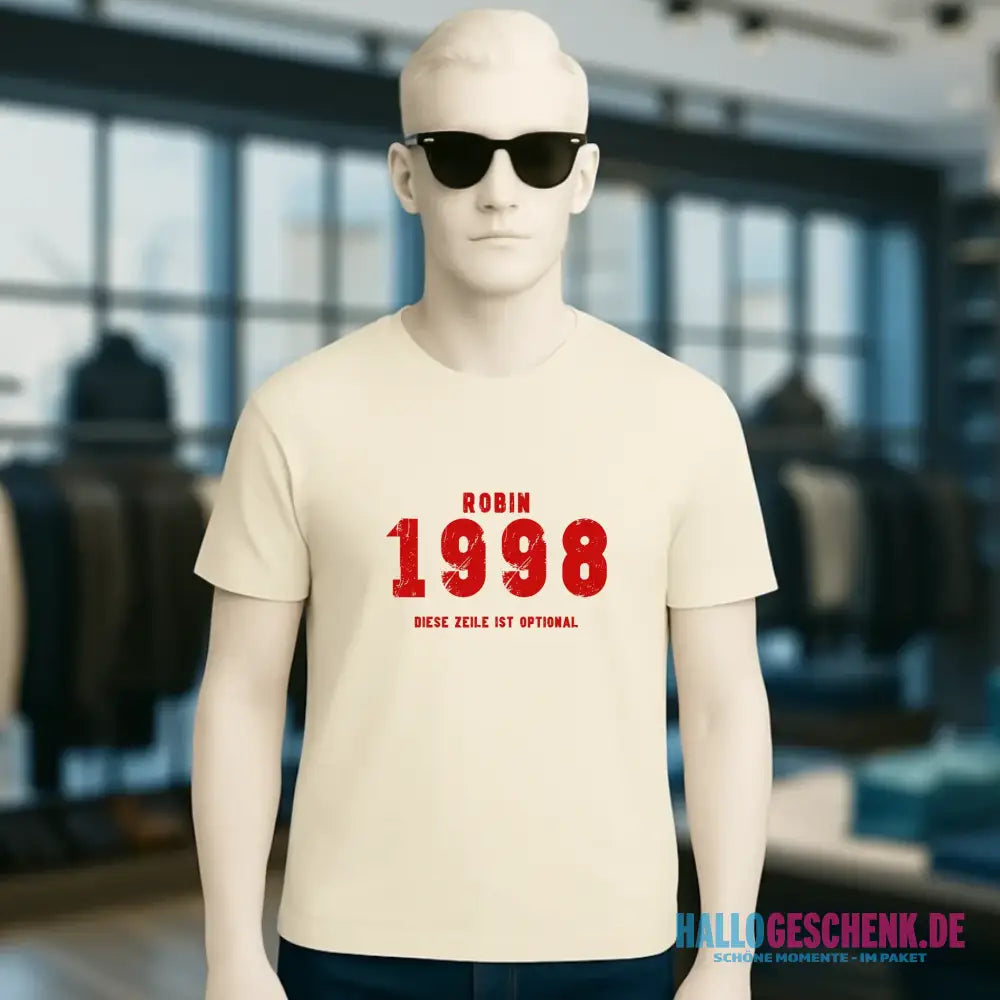 JAHRGANG mit NAME + WUNSCHTEXT • Unisex Premium T-Shirt XS-5XL aus Bio-Baumwolle für Damen & Herren • Exklusivdesign • personalisiert