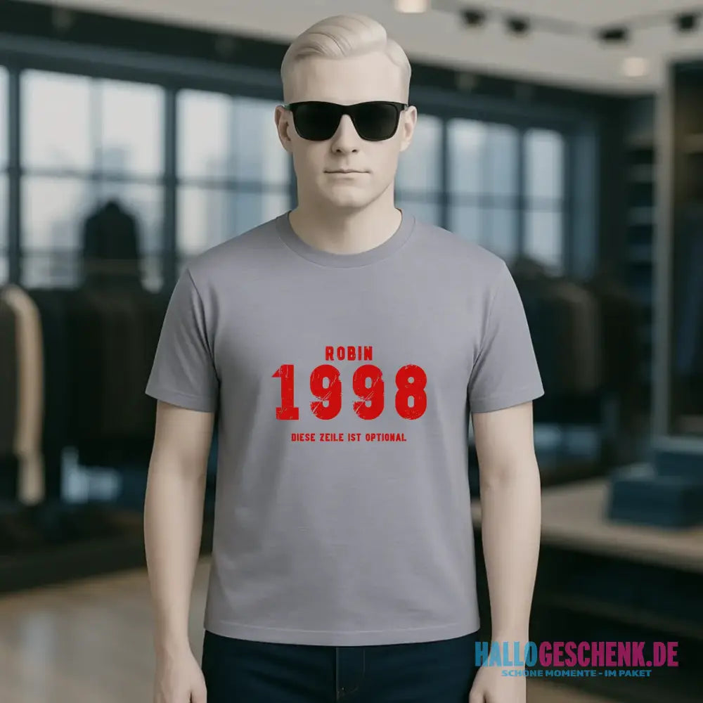 JAHRGANG mit NAME + WUNSCHTEXT • Unisex Premium T-Shirt XS-5XL aus Bio-Baumwolle für Damen & Herren • Exklusivdesign • personalisiert