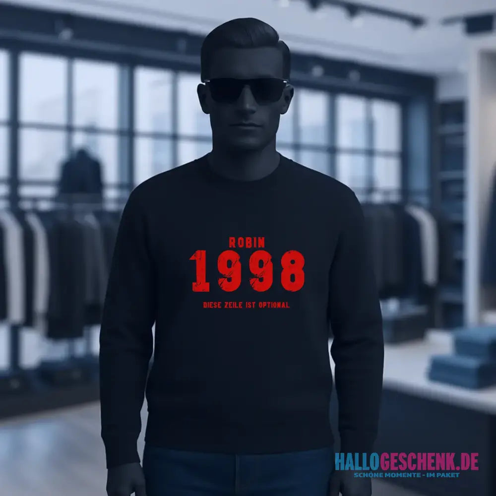 JAHRGANG mit NAME + WUNSCHTEXT • Unisex Sweatshirt Bio-Baumwolle in 4 Farben XS-3XL • personalisiert