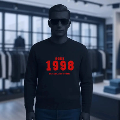 JAHRGANG mit NAME + WUNSCHTEXT • Unisex Sweatshirt Bio-Baumwolle in 4 Farben XS-3XL • personalisiert