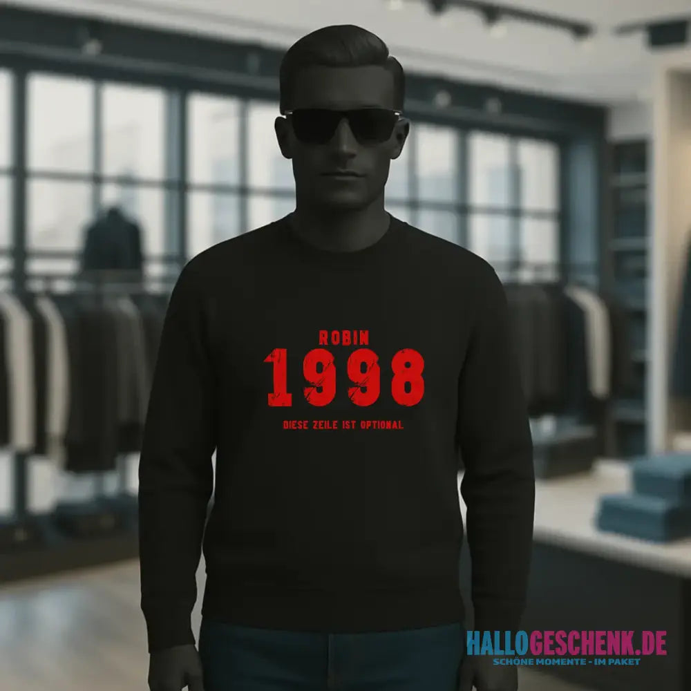 JAHRGANG mit NAME + WUNSCHTEXT • Unisex Sweatshirt Bio-Baumwolle in 4 Farben XS-3XL • personalisiert