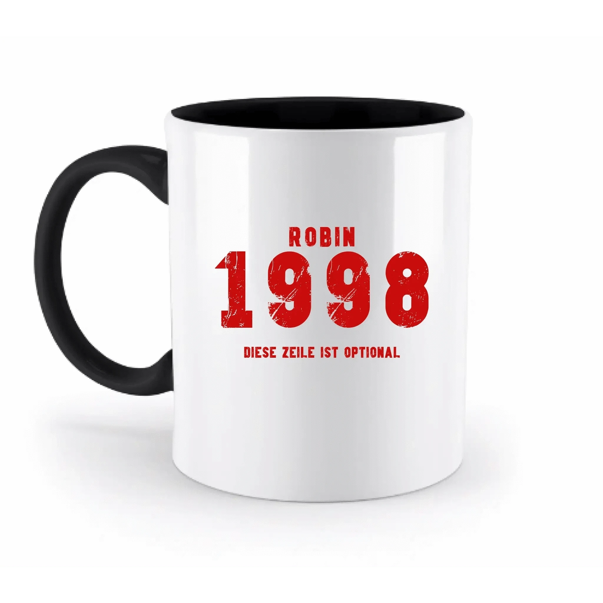 JAHRGANG mit NAME + WUNSCHTEXT • zweifarbige Tasse • Exklusivdesign • personalisiert