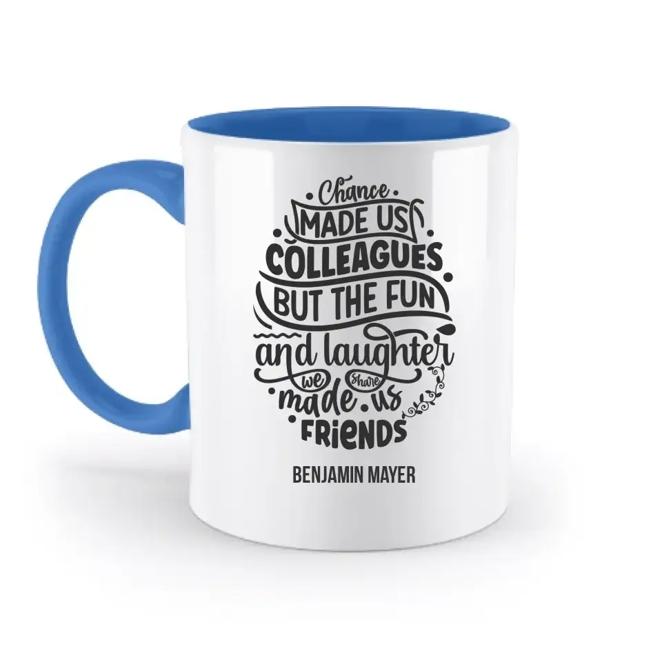 Jobzitat Motivauswahl & Wunschname - zweifarbige Tasse