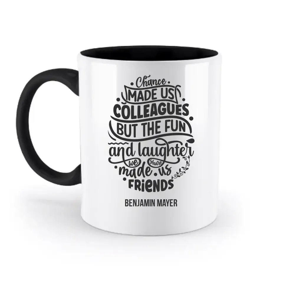Jobzitat Motivauswahl & Wunschname - zweifarbige Tasse