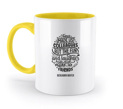 Jobzitate: 19 diverse Sprüche für die Arbeit / Büro (personalisierbare Motive) - Zweifarbige Tasse / Yellow / 330ml