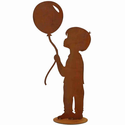 Junge mit Luftballon | Edelrost Gartendeko Figur von HalloGeschenk.de