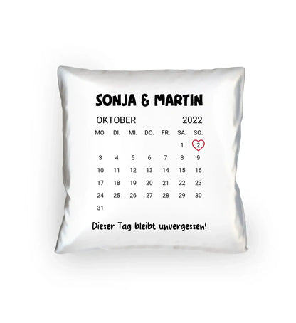 Kalender mit Wunschdatum • mehrere Artikel • ’Statement-Collection’ • Wunschtext • Mein Motiv - Kissen / White