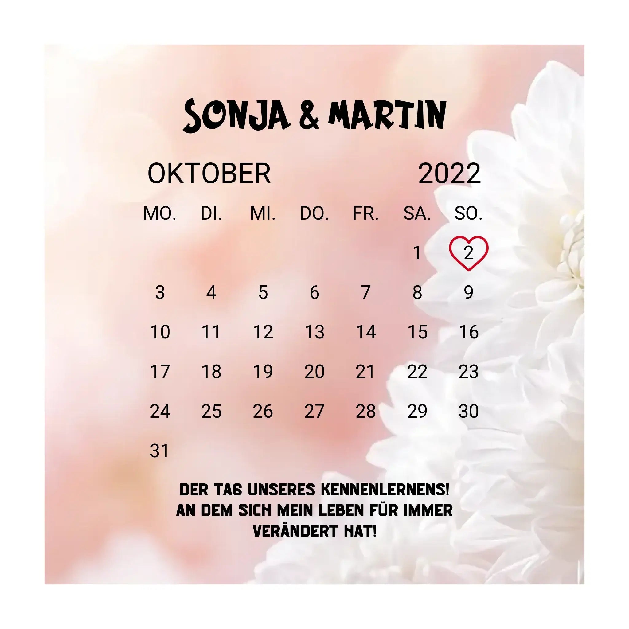 KALENDER-MOTIV mit Datum & Wunschtext • personalisiert • STICKER 20x20cm Aufkleber