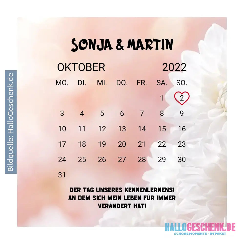 KALENDER-MOTIV mit Datum & Wunschtext • personalisiert • STICKER 20x20cm (Aufkleber) - ausgestanzter Sticker 20x20 cm