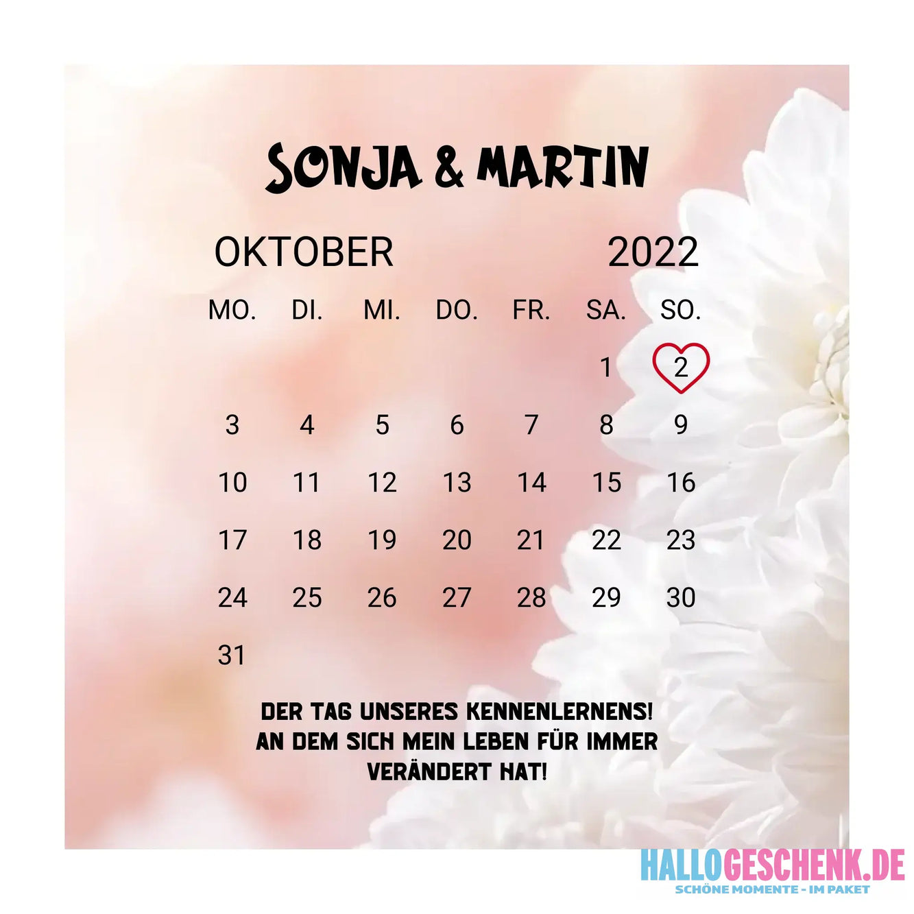 KALENDER-MOTIV mit Datum & Wunschtext • personalisiert • STICKER 20x20cm (Aufkleber) - ausgestanzter Sticker 20x20 cm