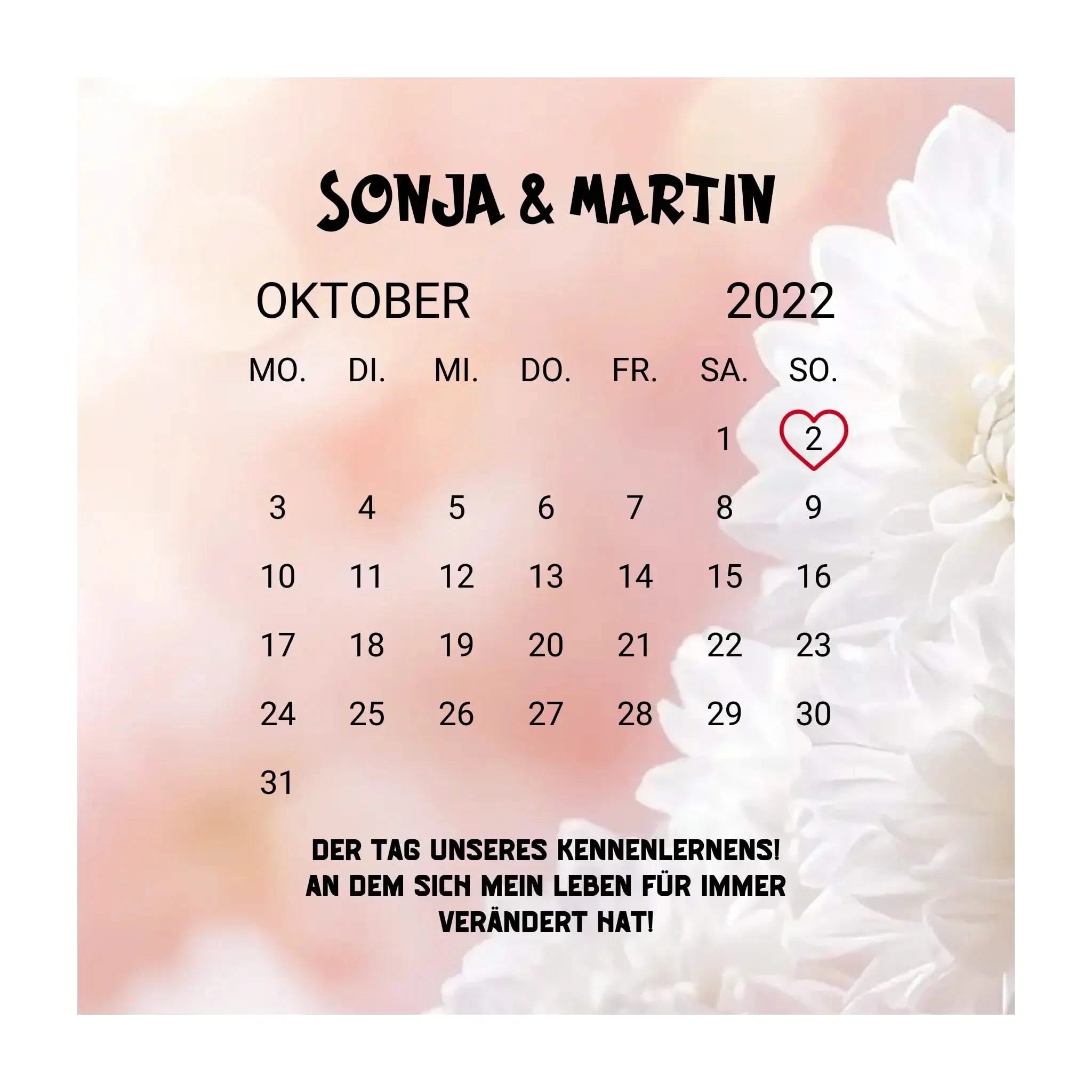 KALENDER-MOTIV mit Datum & Wunschtext • personalisiert • STICKER 20x20cm Aufkleber