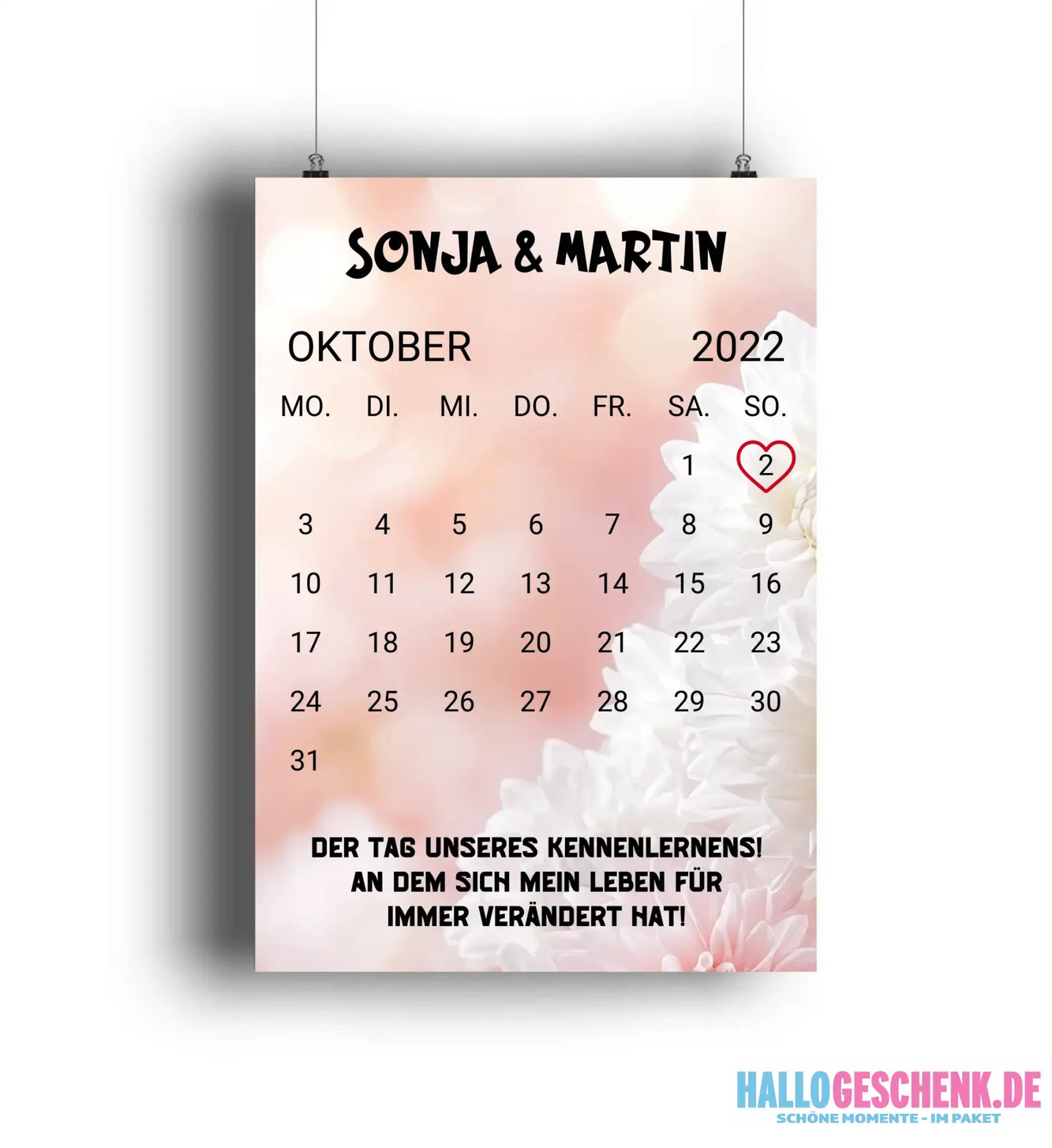 KALENDER-MOTIV mit Datum & Wunschtext • Poster DIN A1 A2 A3 A4 • personalisierbar (4 optionale Hintergründe) - POSTER