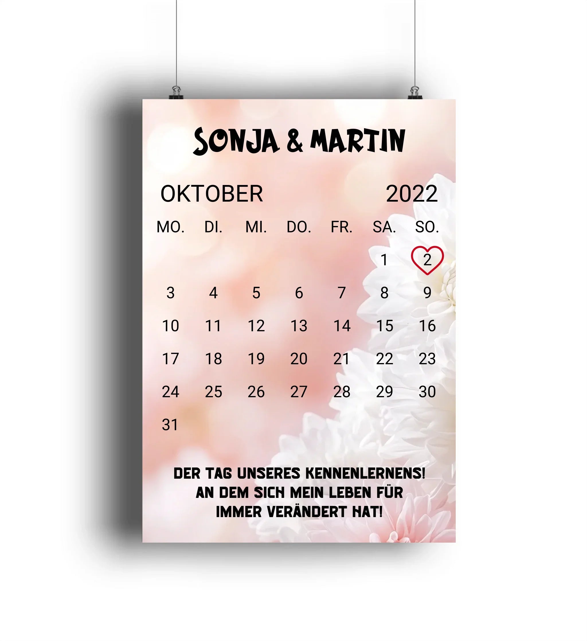 KALENDER-MOTIV mit Datum & Wunschtext • Poster DIN A1 A2 A3 A4 • personalisierbar (4 optionale Hintergründe)
