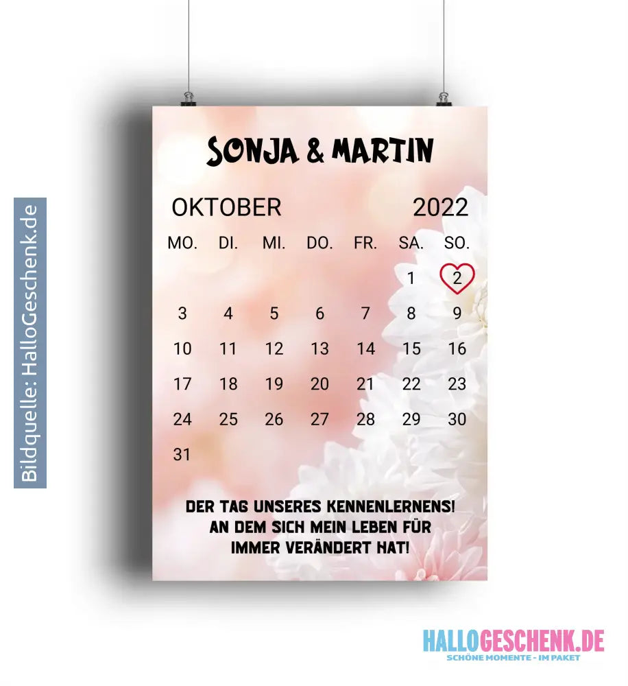 KALENDER-MOTIV mit Datum & Wunschtext • Poster DIN A1 A2 A3 A4 • personalisierbar (4 optionale Hintergründe) - POSTER