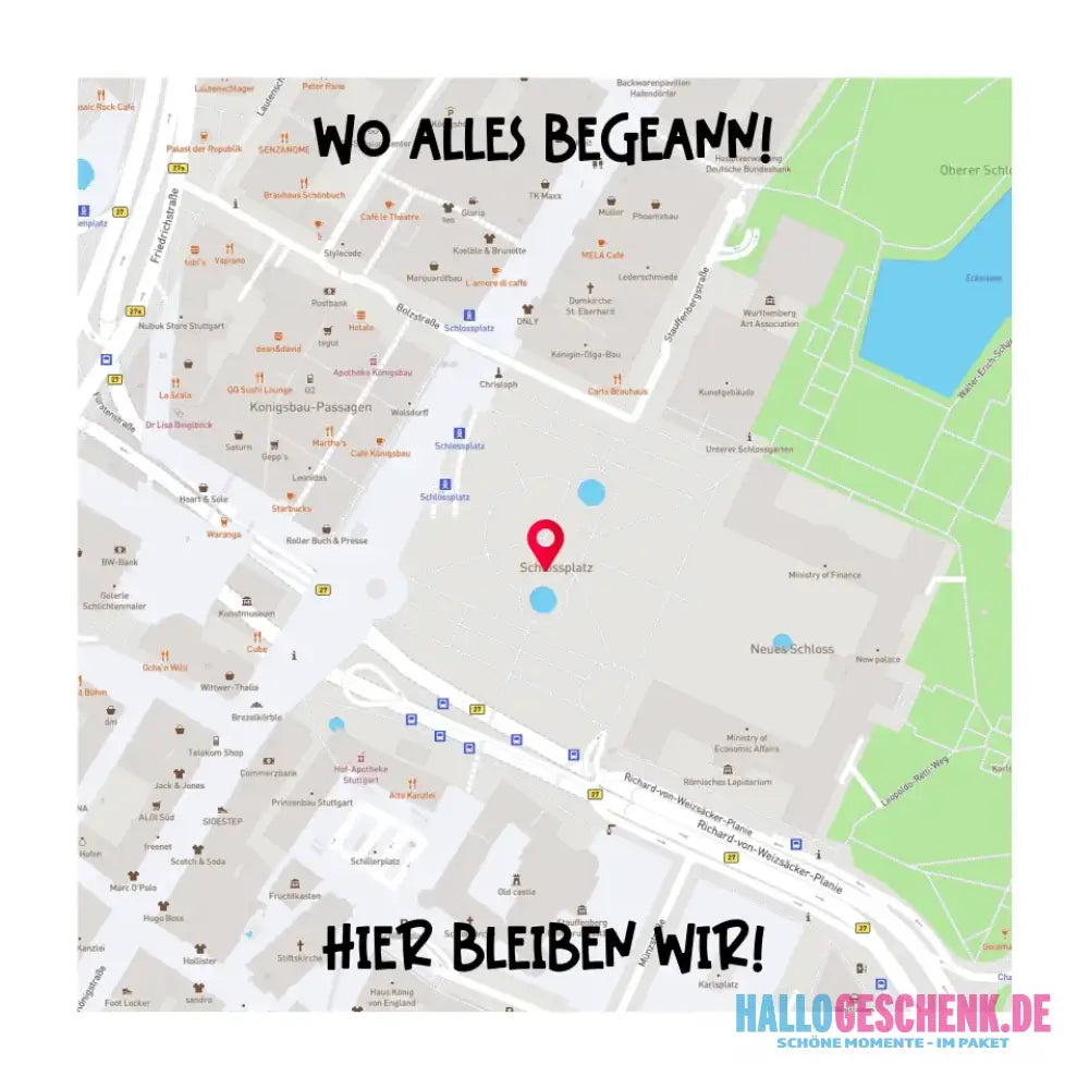 Karten-Generator Maps Quadrat mit echtem Ort und deinem Text • STICKER 20x20cm (Aufkleber) personalisiert - White