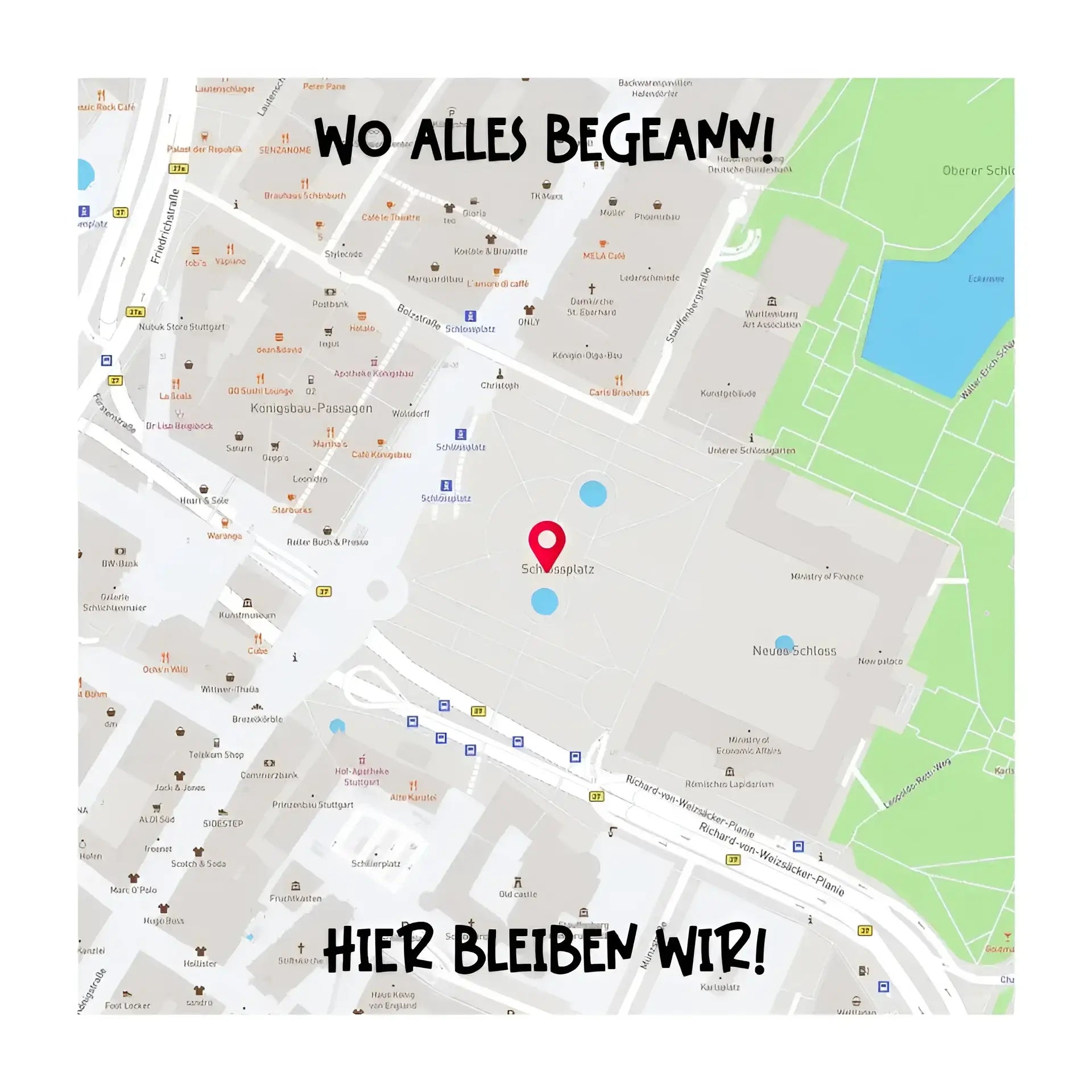 Karten-Generator Maps Quadrat mit echtem Ort und deinem Text • STICKER 20x20cm (Aufkleber) personalisiert - White