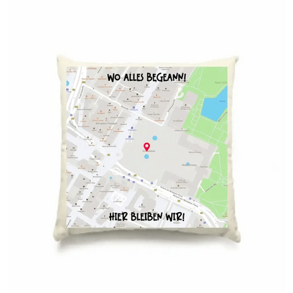 Karten-Generator Maps Quadrat mit echtem Ort und deinem Text • Kissen 40x40 cm • personalisiert