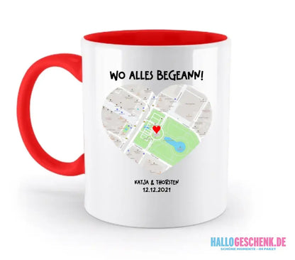 Karten-Generator mit echtem Ort und deinem Text • Karte • Maps • zweifarbige Tasse • Exklusivdesign • personalisiert