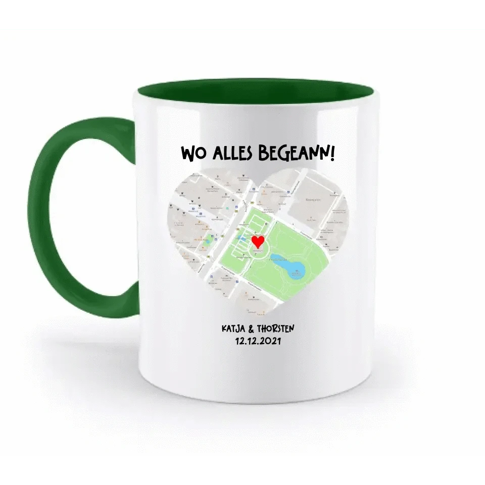 Karten-Generator mit echtem Ort und deinem Text • Karte • Maps • zweifarbige Tasse • Exklusivdesign • personalisiert